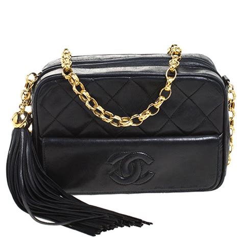 chanel vintage quilted tassle bag
